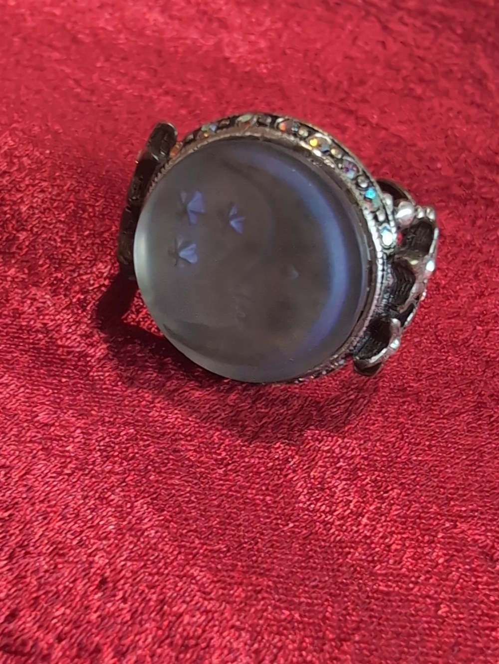 Vintage-Style Grey Moonstone Cabochon Statement Ring